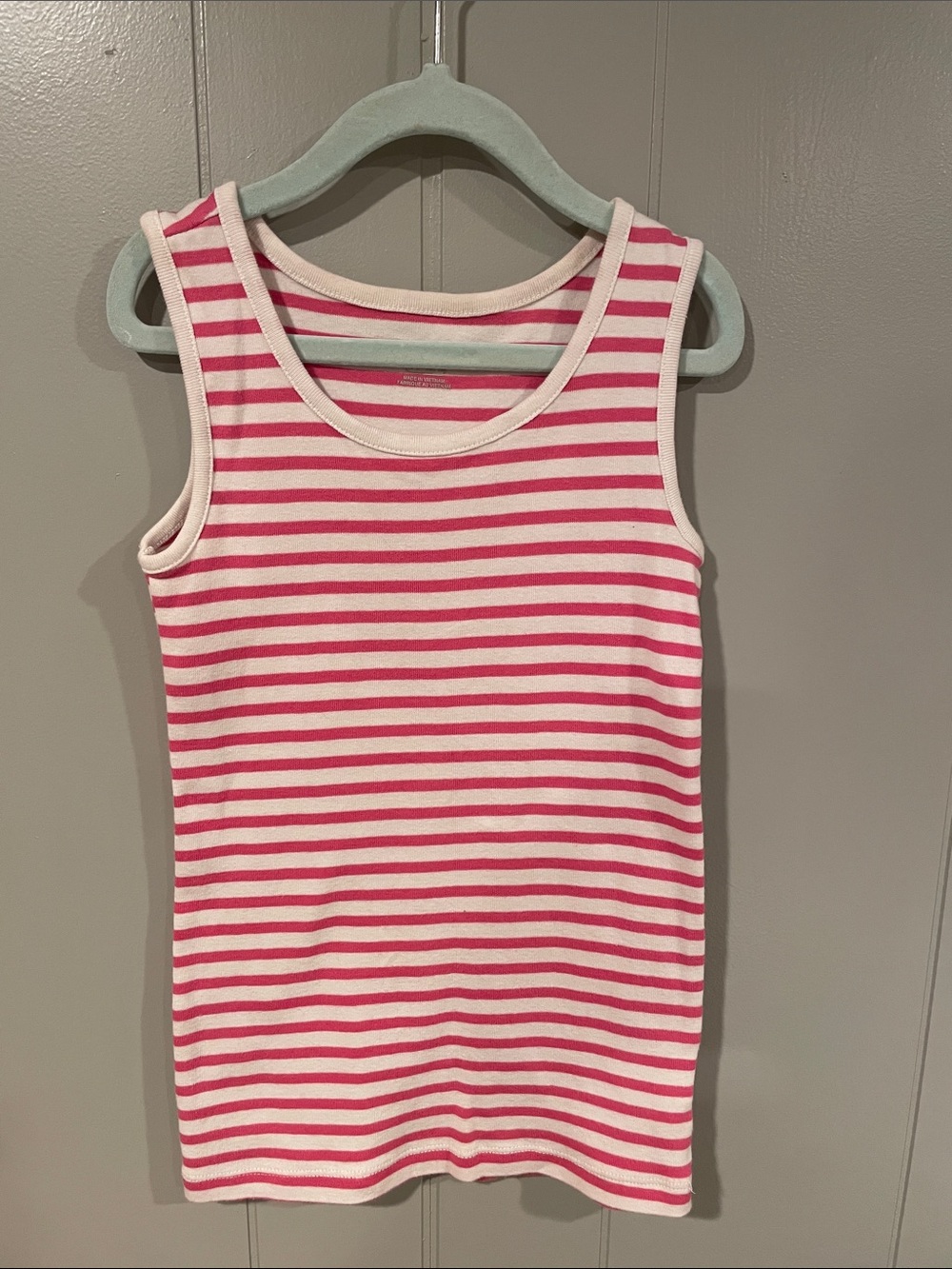 Children's Place Pink and White Striped Ribbed Tank Top Size 10/12